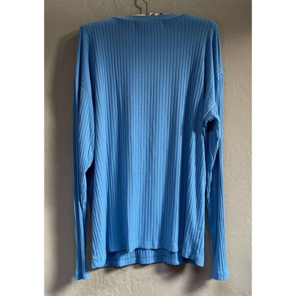 Sonnet James A Play Dress Long Sleeve Tunic Shirt Top Sz Large Ribbed Knit Blue - Picture 2 of 9